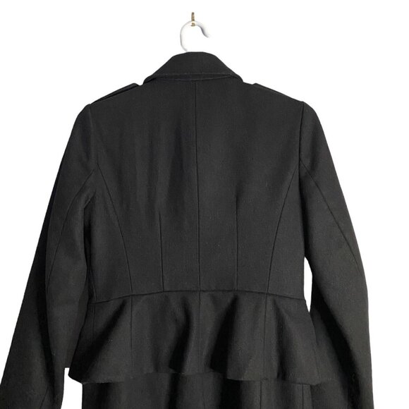 Banana Republic Women's Black Monogram Wool Blend Peplum Lady Coat - Picture 6 of 10